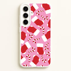 Pink Stocking Pattern  - Christmas Patterns Phone Case for Galaxy A56