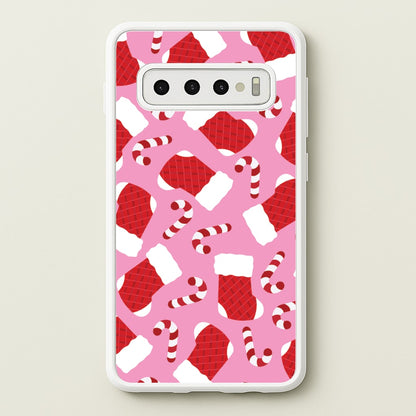 Pink Stocking Pattern  - Christmas Patterns Phone Case for Galaxy S10 Plus