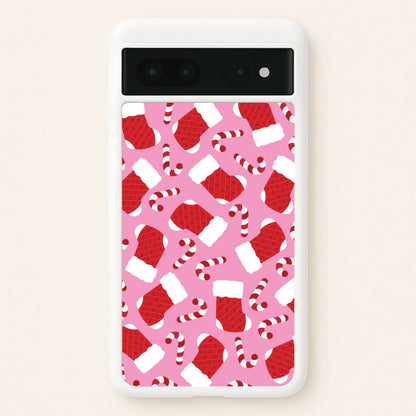 Pink Stocking Pattern  - Christmas Patterns Phone Case for Google Pixel 7