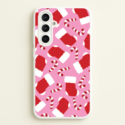 Pink Stocking Pattern  - Christmas Patterns Phone Case for Galaxy A16