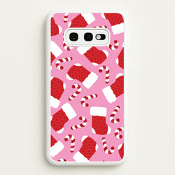 Pink Stocking Pattern  - Christmas Patterns Phone Case for Galaxy S10e
