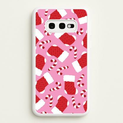Pink Stocking Pattern  - Christmas Patterns Phone Case for Galaxy S10e