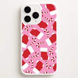 Pink Stocking Pattern  - Christmas Patterns Phone Case for iPhone 12 Pro Max