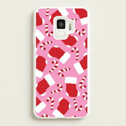 Pink Stocking Pattern  - Christmas Patterns Phone Case for Galaxy S9