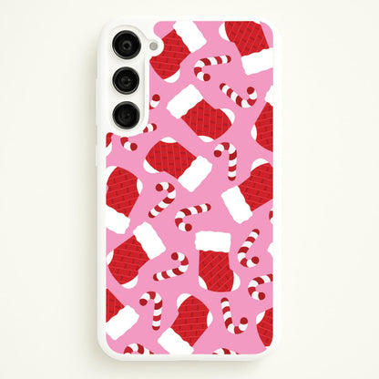 Pink Stocking Pattern  - Christmas Patterns Phone Case for Galaxy S23