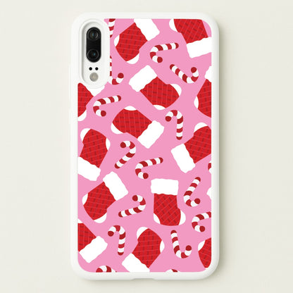 Pink Stocking Pattern  - Christmas Patterns Phone Case for Huawei P20