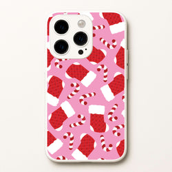 Pink Stocking Pattern  - Christmas Patterns Phone Case for iPhone 14 Pro