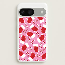 Pink Stocking Pattern  - Christmas Patterns Phone Case for Google Pixel 9 / 9 Pro