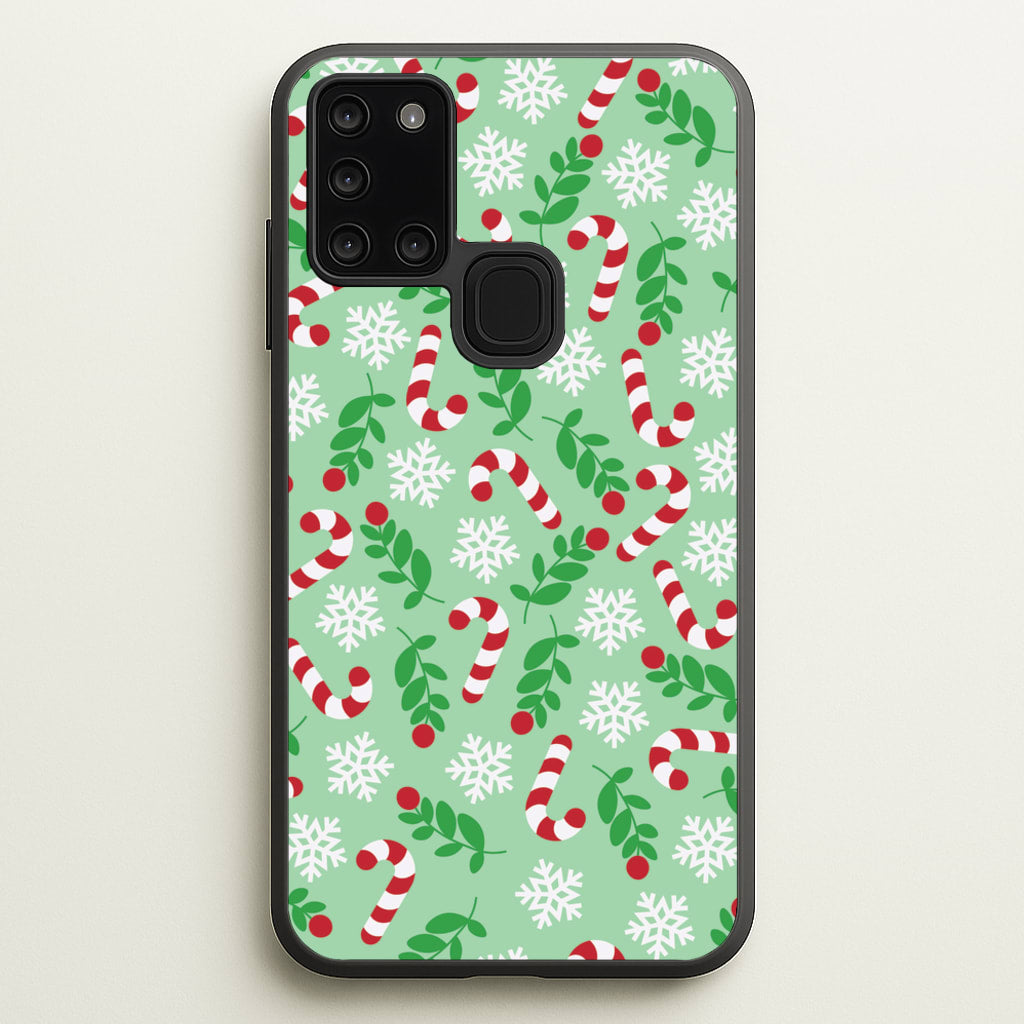 Snow Green Pattern  - Christmas Patterns Phone Case for Galaxy A21s