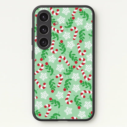 Snow Green Pattern  - Christmas Patterns Phone Case for Galaxy S25