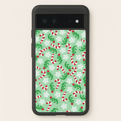 Snow Green Pattern  - Christmas Patterns Phone Case for Google Pixel 6