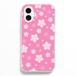 Snow Pink Pattern  - Christmas Patterns Phone Case for iPhone 16 Plus
