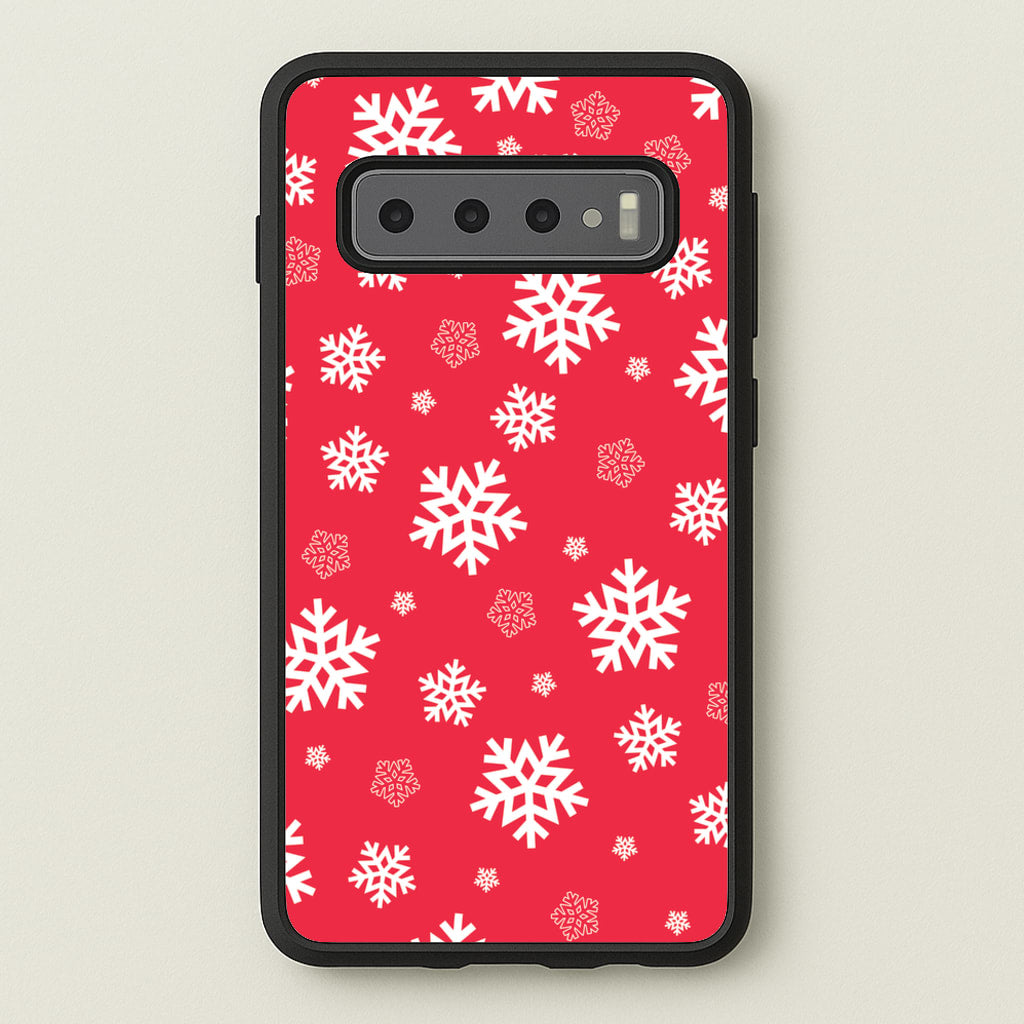 Red Snow Pattern  - Christmas Patterns Phone Case for Galaxy S10 Plus