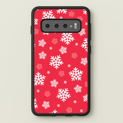 Red Snow Pattern  - Christmas Patterns Phone Case for Galaxy S10 Plus