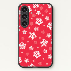 Red Snow Pattern  - Christmas Patterns Phone Case for Galaxy S24 Plus