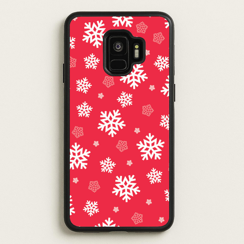 Red Snow Pattern  - Christmas Patterns Phone Case for Galaxy S9