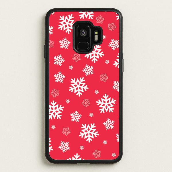Red Snow Pattern  - Christmas Patterns Phone Case for Galaxy S9