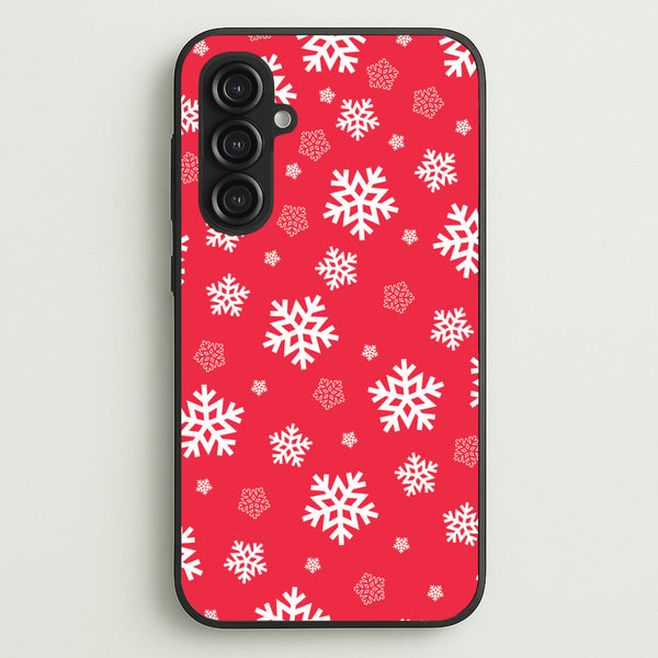 Red Snow Pattern  - Christmas Patterns Phone Case for Galaxy S23FE