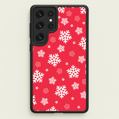 Red Snow Pattern  - Christmas Patterns Phone Case for Galaxy S23 Ultra