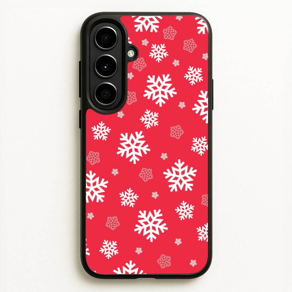 Red Snow Pattern  - Christmas Patterns Phone Case for Galaxy A56
