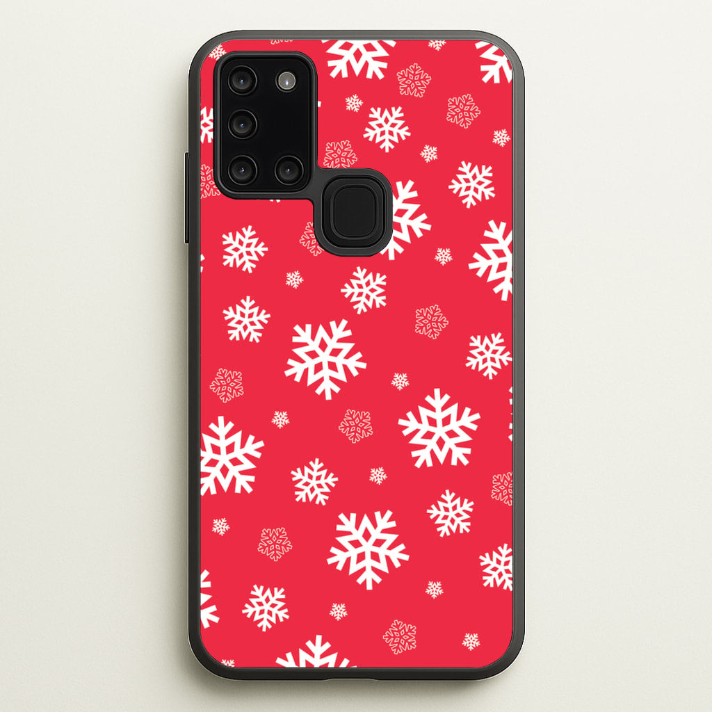 Red Snow Pattern  - Christmas Patterns Phone Case for Galaxy A21s