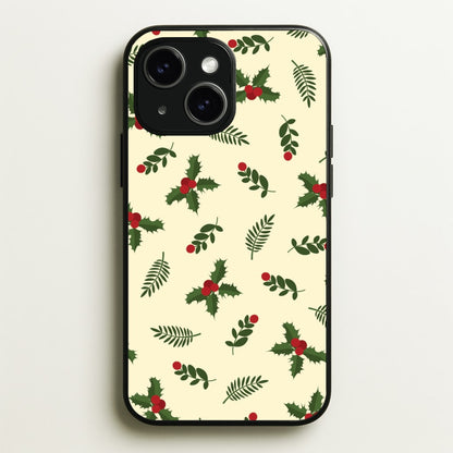 Holly Green Pattern  - Christmas Patterns Phone Case for iPhone 14