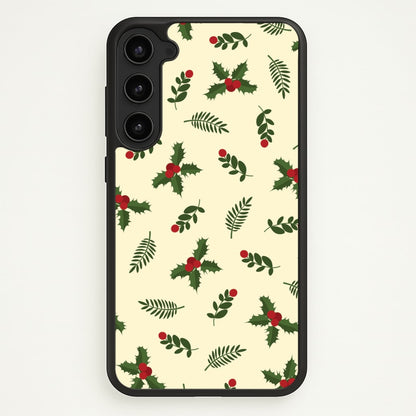 Holly Green Pattern  - Christmas Patterns Phone Case for Galaxy S23 Plus