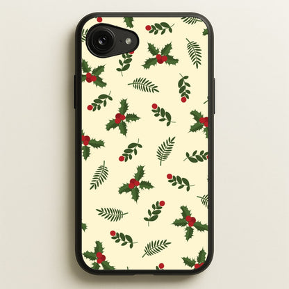 Holly Green Pattern  - Christmas Patterns Phone Case for iPhone 16e