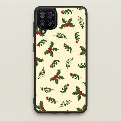 Holly Green Pattern  - Christmas Patterns Phone Case for Galaxy A12