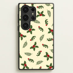 Holly Green Pattern  - Christmas Patterns Phone Case for Galaxy S25 Ultra