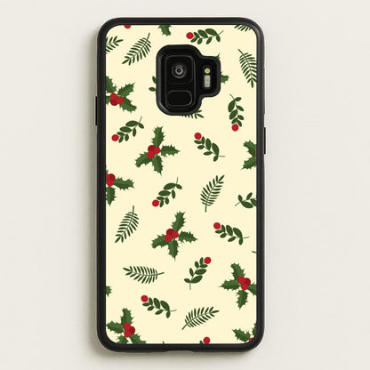 Holly Green Pattern  - Christmas Patterns Phone Case for Galaxy S9