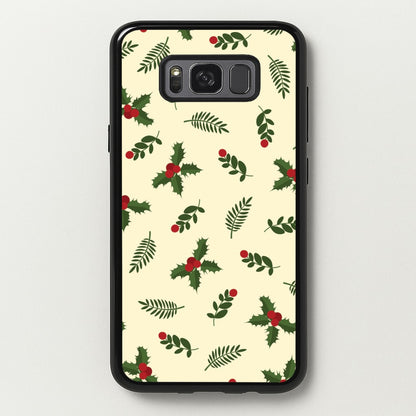 Holly Green Pattern  - Christmas Patterns Phone Case for Galaxy S8