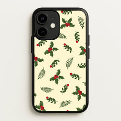 Holly Green Pattern  - Christmas Patterns Phone Case for iPhone 12 / 12 Pro