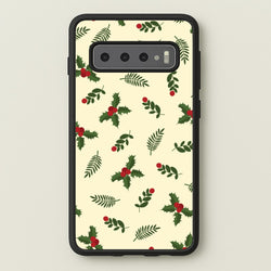 Holly Green Pattern  - Christmas Patterns Phone Case for Galaxy S10