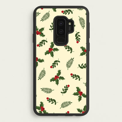 Holly Green Pattern  - Christmas Patterns Phone Case for Galaxy S9 Plus