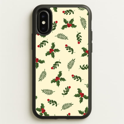 Holly Green Pattern  - Christmas Patterns Phone Case for iPhone X / XS