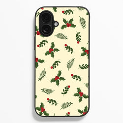 Holly Green Pattern  - Christmas Patterns Phone Case for iPhone 16 Plus