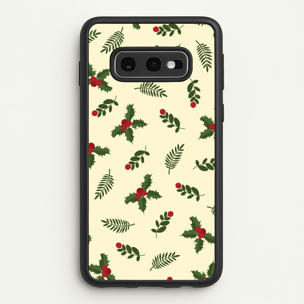 Holly Green Pattern  - Christmas Patterns Phone Case for Galaxy S10e