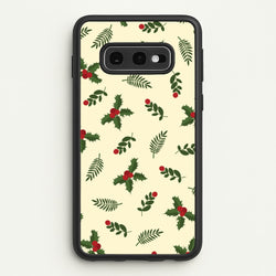 Holly Green Pattern  - Christmas Patterns Phone Case for Galaxy S10e
