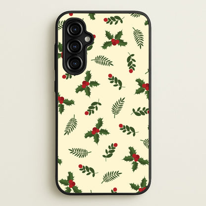 Holly Green Pattern  - Christmas Patterns Phone Case for Galaxy A54