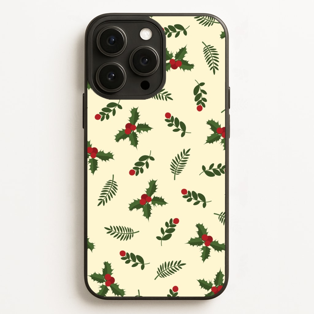 Holly Green Pattern  - Christmas Patterns Phone Case for iPhone 12 Pro Max