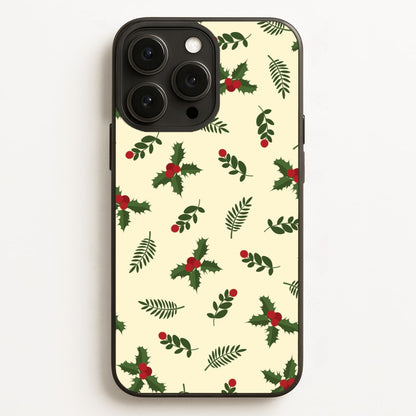 Holly Green Pattern  - Christmas Patterns Phone Case for iPhone 12 Pro Max