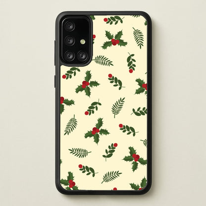 Holly Green Pattern  - Christmas Patterns Phone Case for Galaxy A71
