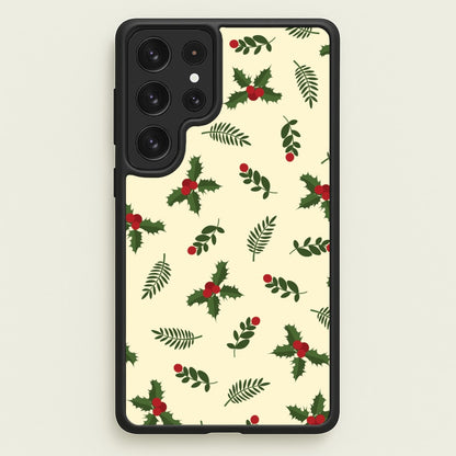 Holly Green Pattern  - Christmas Patterns Phone Case for Galaxy S23 Ultra