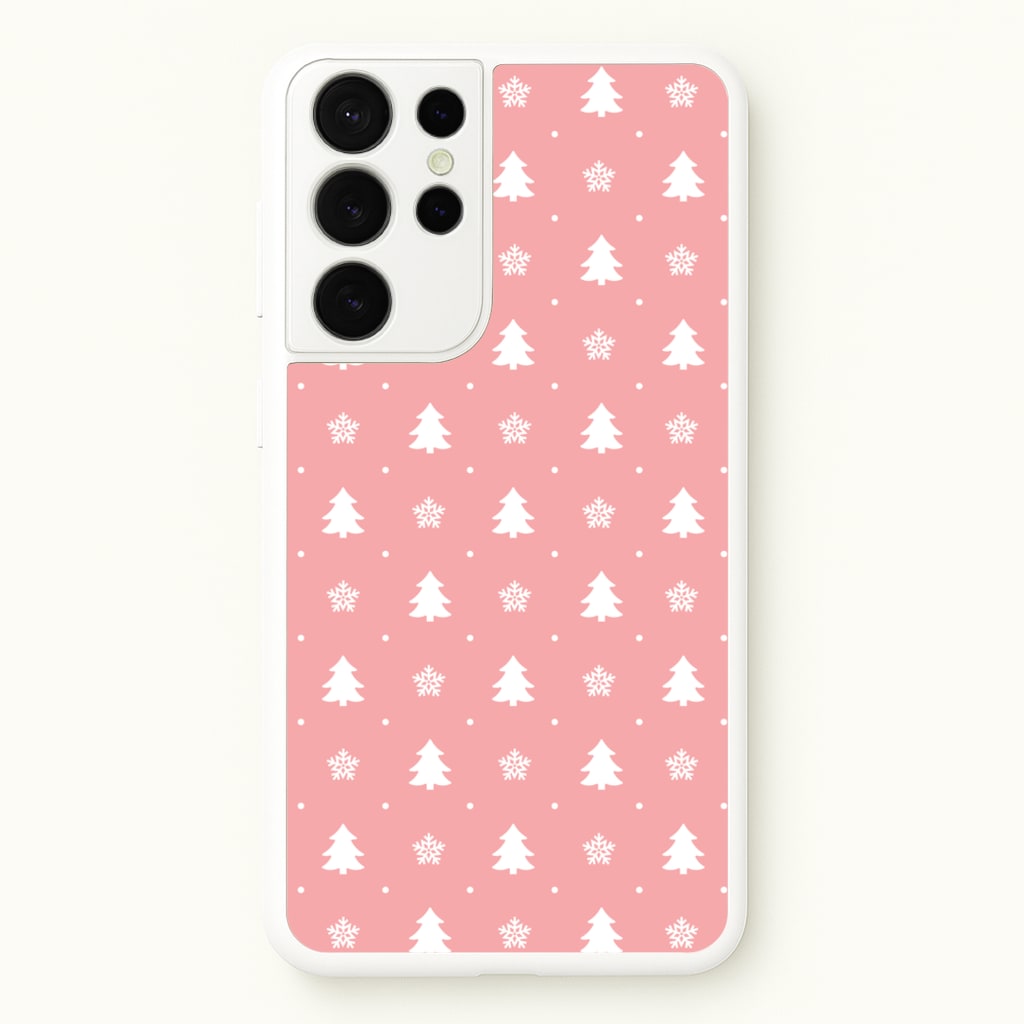 Pink Tree Pattern  - Christmas Patterns Phone Case for Galaxy S21 Ultra