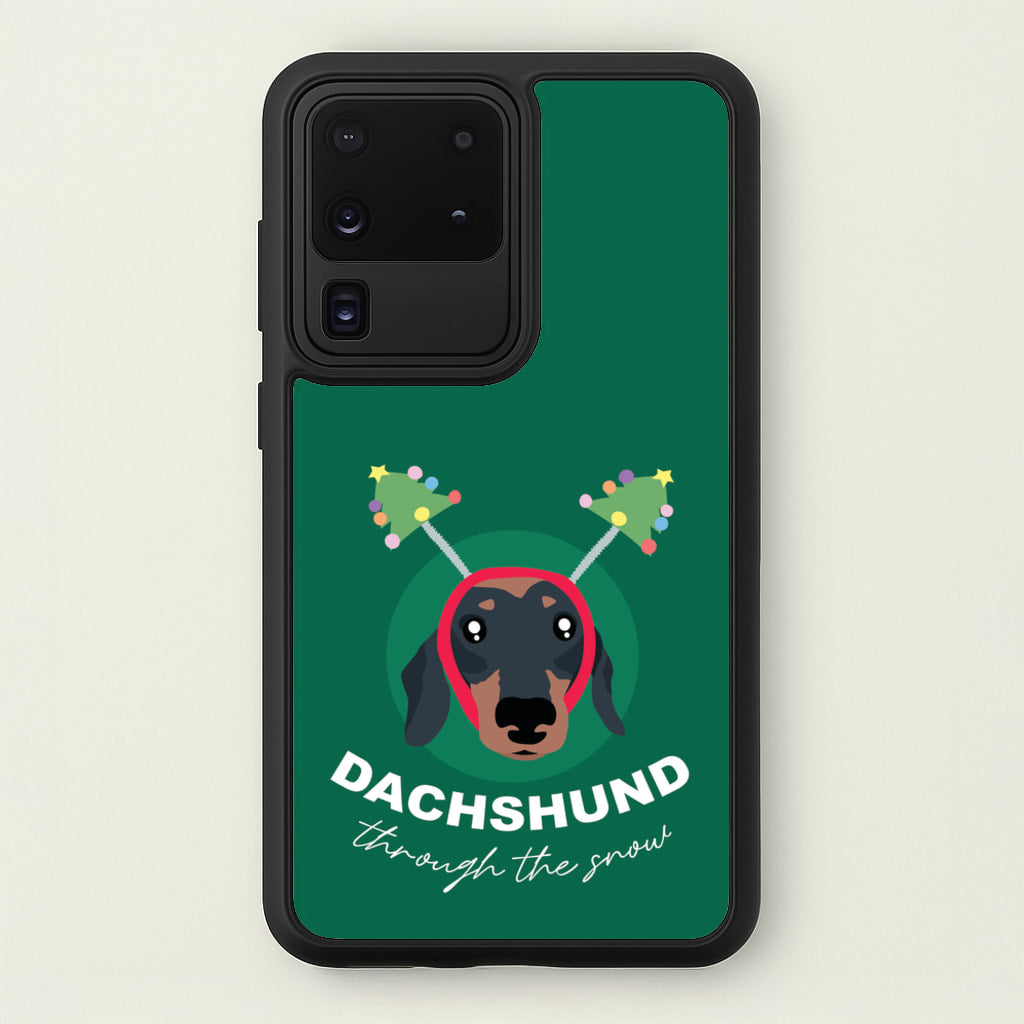 Dachshund Through The Snow  - Christmas Animals Phone Case for Galaxy S20 Ultra