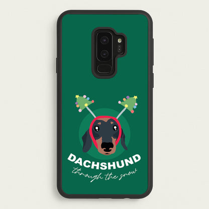 Dachshund Through The Snow  - Christmas Animals Phone Case for Galaxy S9 Plus