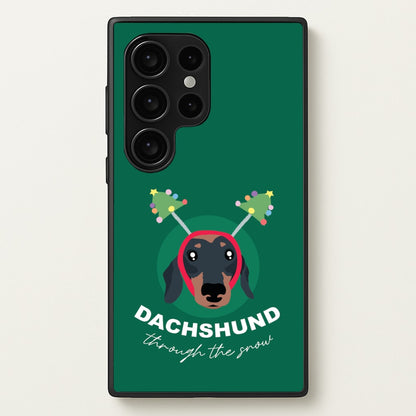 Dachshund Through The Snow  - Christmas Animals Phone Case for Galaxy S24 Ultra