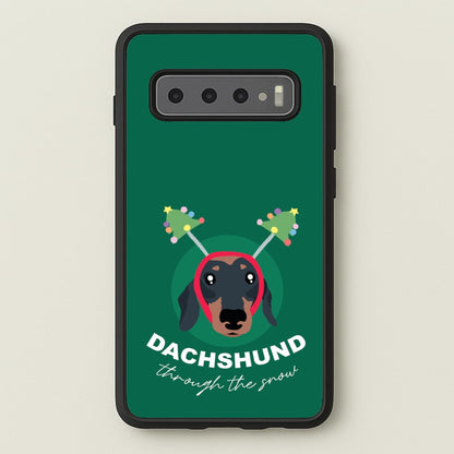 Dachshund Through The Snow  - Christmas Animals Phone Case for Galaxy S10
