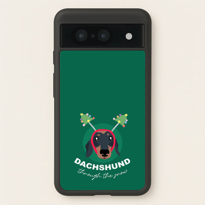 Dachshund Through The Snow  - Christmas Animals Phone Case for Google Pixel 8